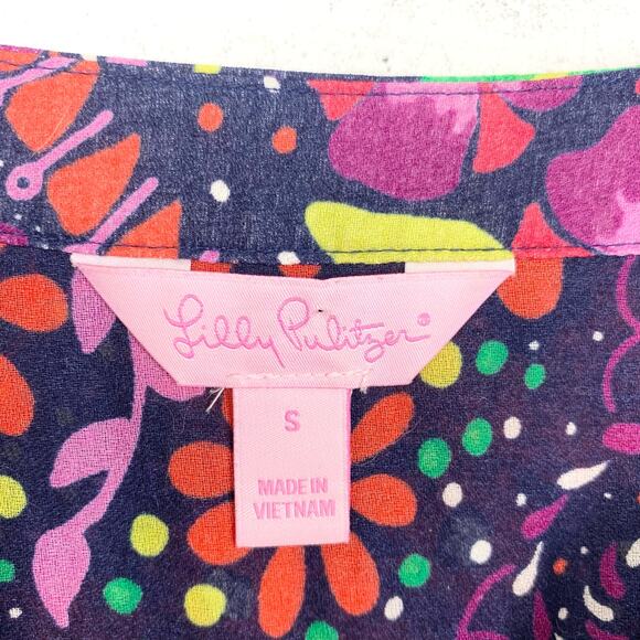 Lilly Pulitzer Garden Menagerie Providence Blouse Purple Red Floral Size Small - Picture 4 of 12